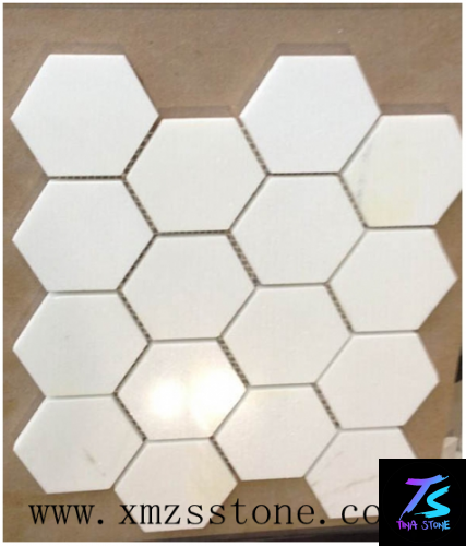 white marble mosaic paving for path decoration