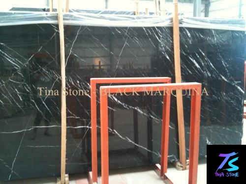 Black Marquina marble slabs